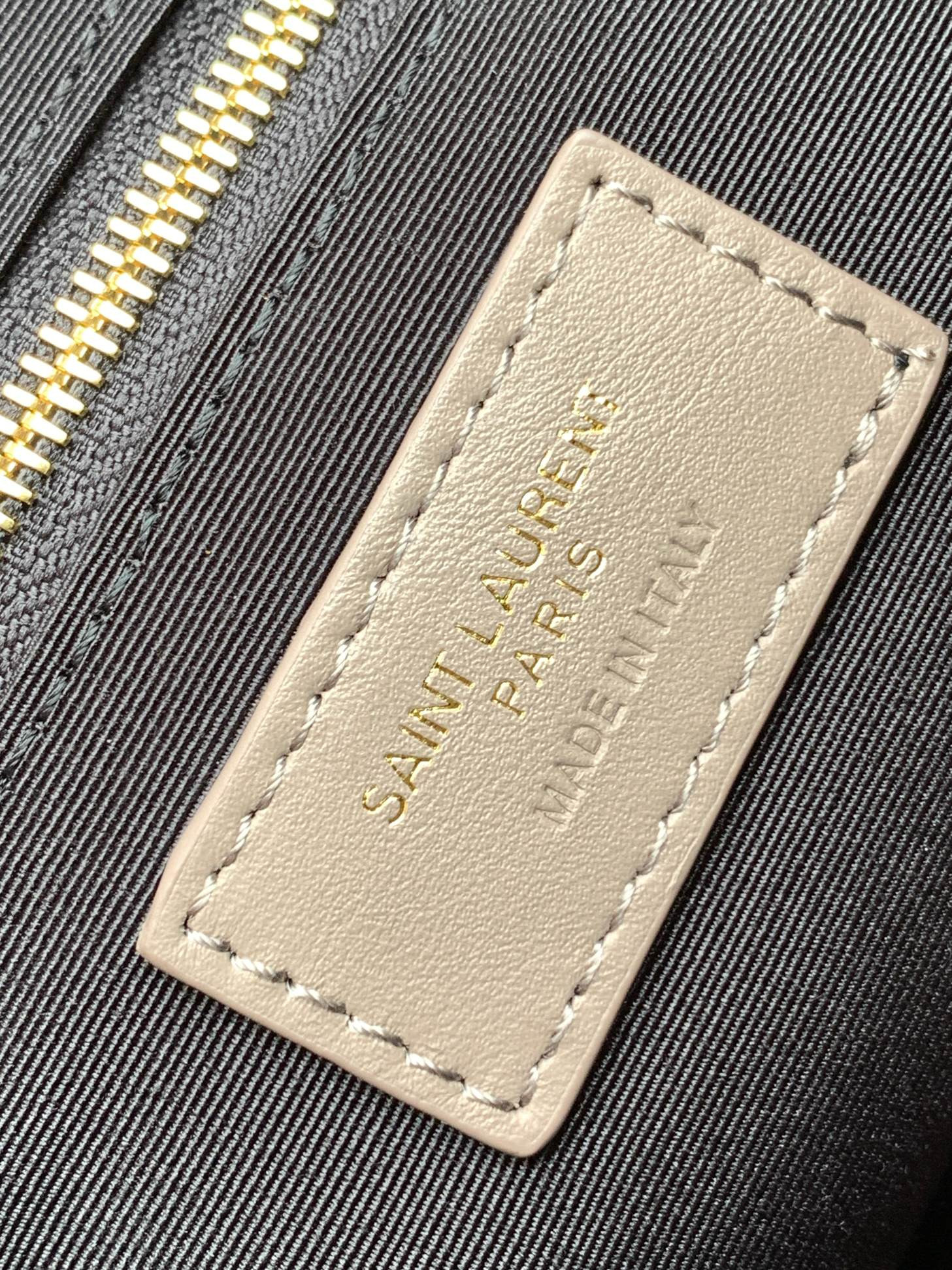 Y*L loulou medium in quilted leather gray 12.5 x 8.6 x 3.5 inches