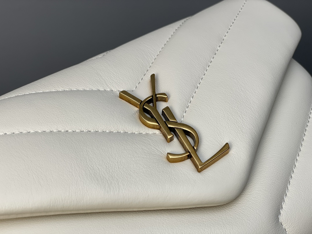 Y*L toy loulou in quilted leather white 7.9 x 5.5 x 3 inches