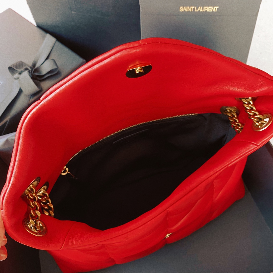 Y*L puffer small in nappa leather red 11.4 x 6.6 x 4.3 inches