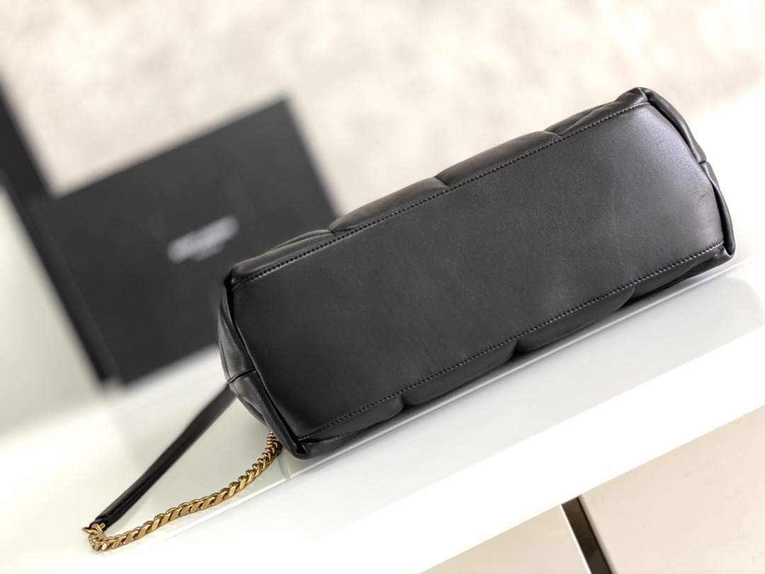 Y*L puffer medium in nappa leather black 13.7 x 9 x 5.3 inches