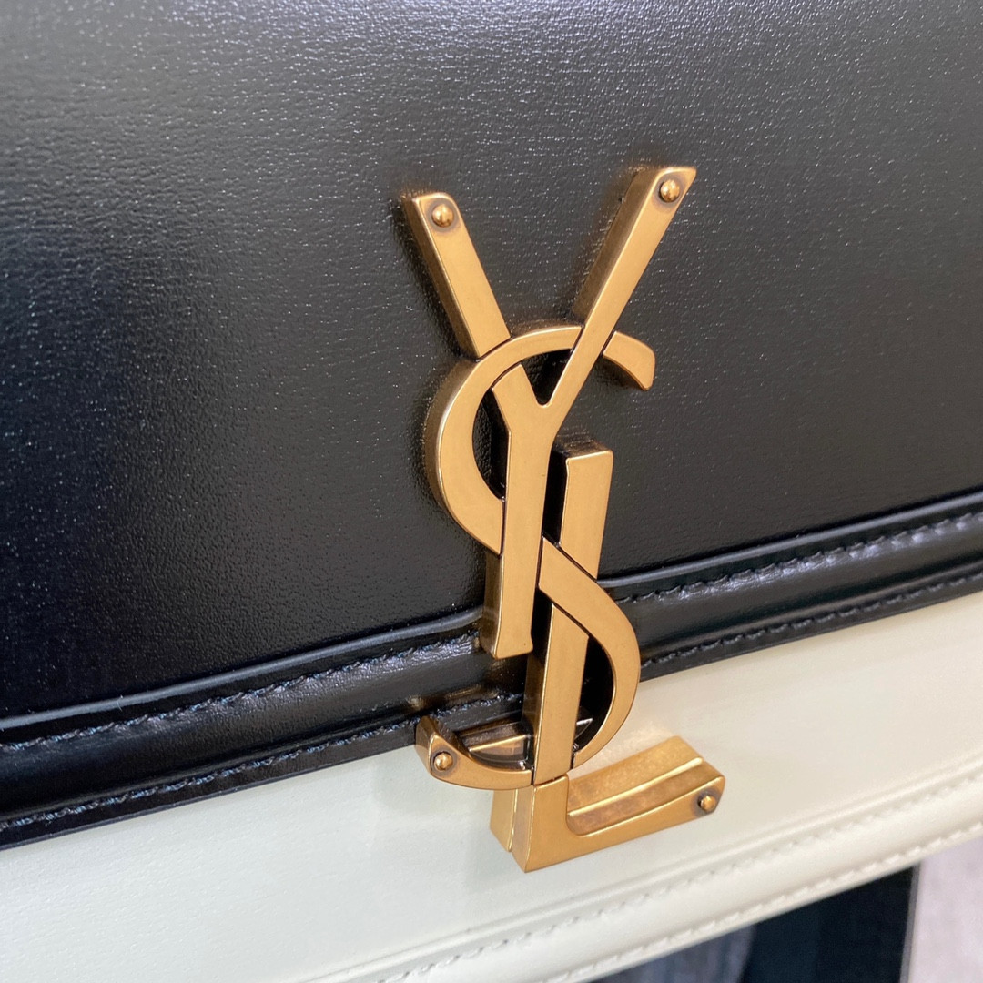 y*l solferino small satchel in box Sa**t Lau*nt black 7.4 x 5.1 x 1.9 inches