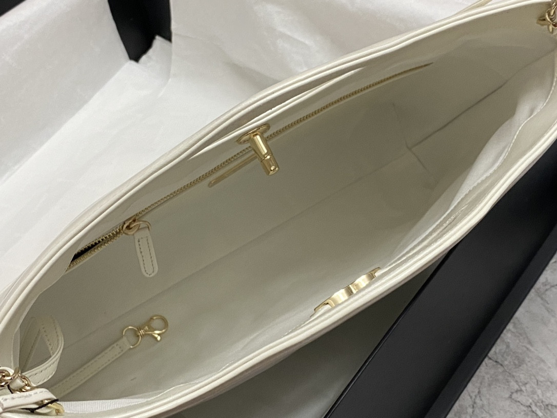 Ch*el  shopping bag shiny lambskin & gold-tone metal 35x39x8cm