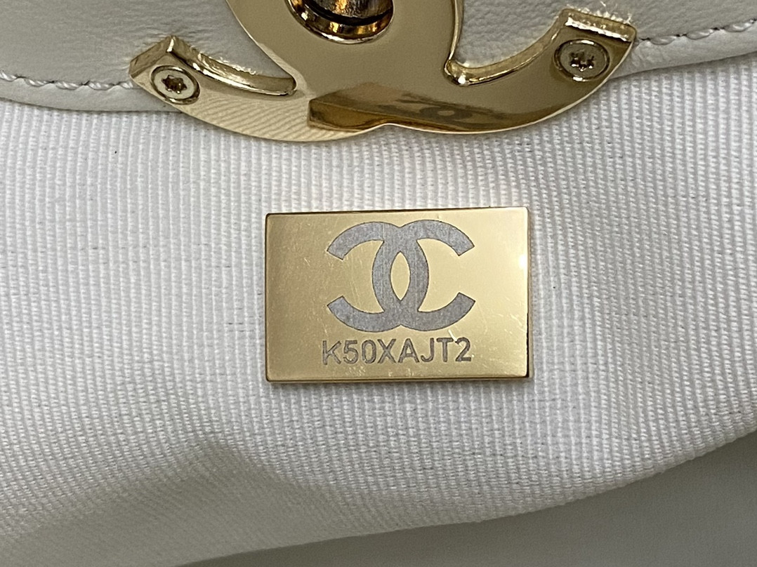 Ch*el  shopping bag shiny lambskin & gold-tone metal 35x39x8cm