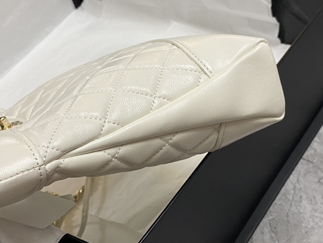 Ch*el mini shopping bag shiny lambskin & gold-tone metal 22x23x5.5cm