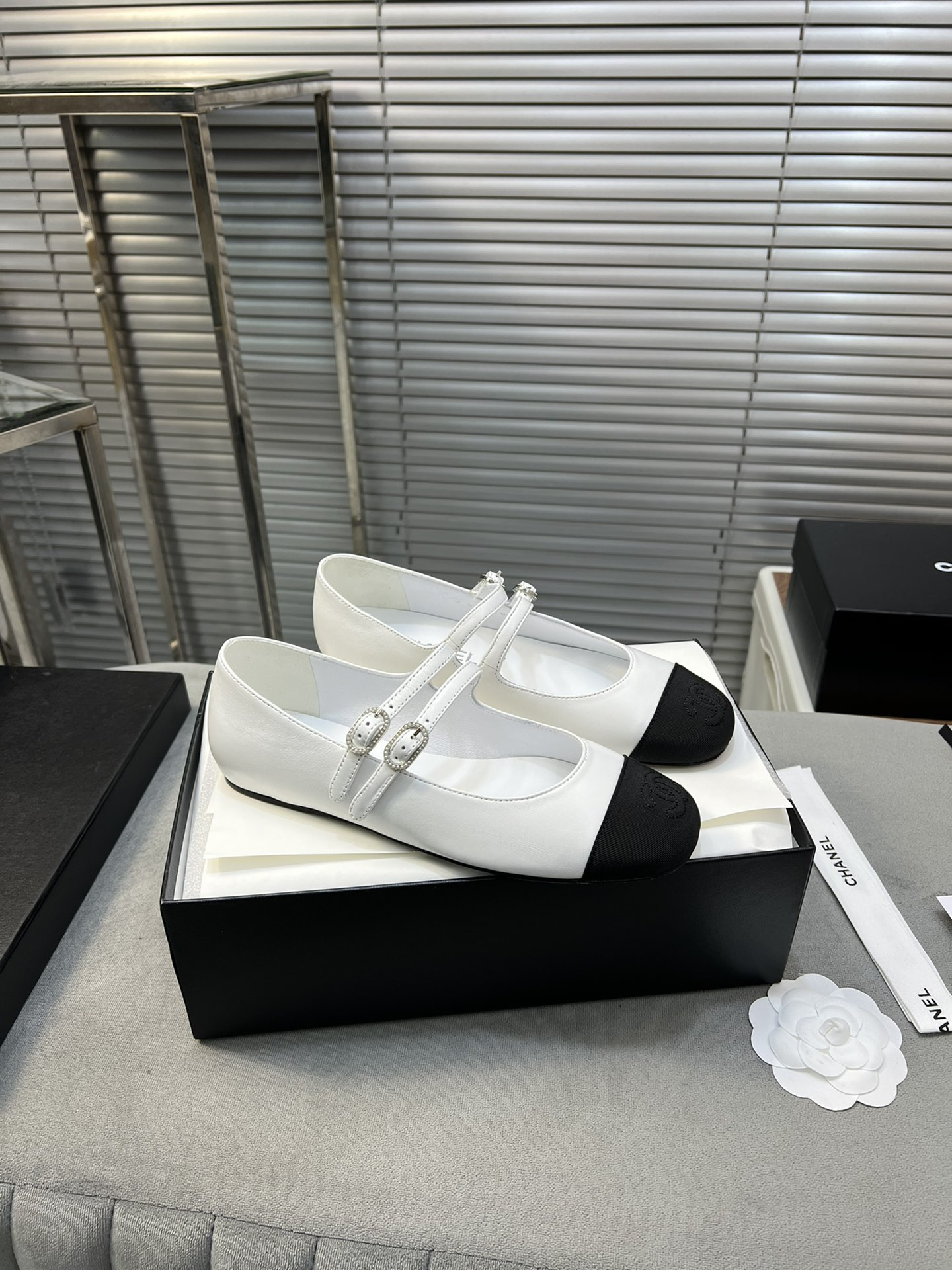 ua Ch*el mary janes lambskin & grosgrain