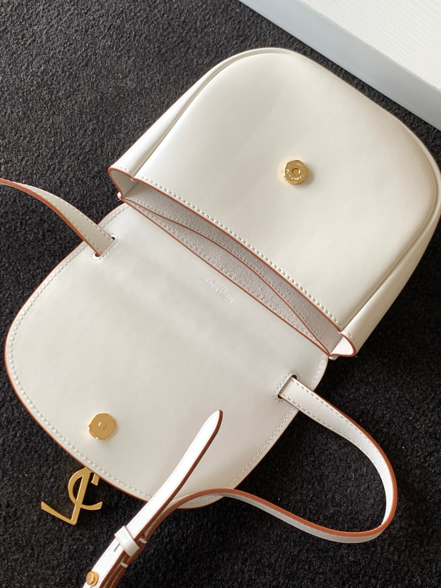 Y*L kaia small satchel in smooth leather 7.2 x 6.1 x 2.1 inches