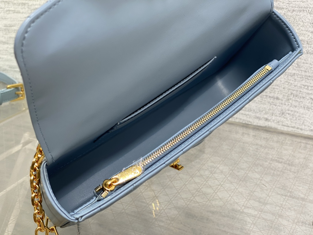 D*or mini D*or ange bag blue macrocannage calfskin 20 x 12 x 5 cm
