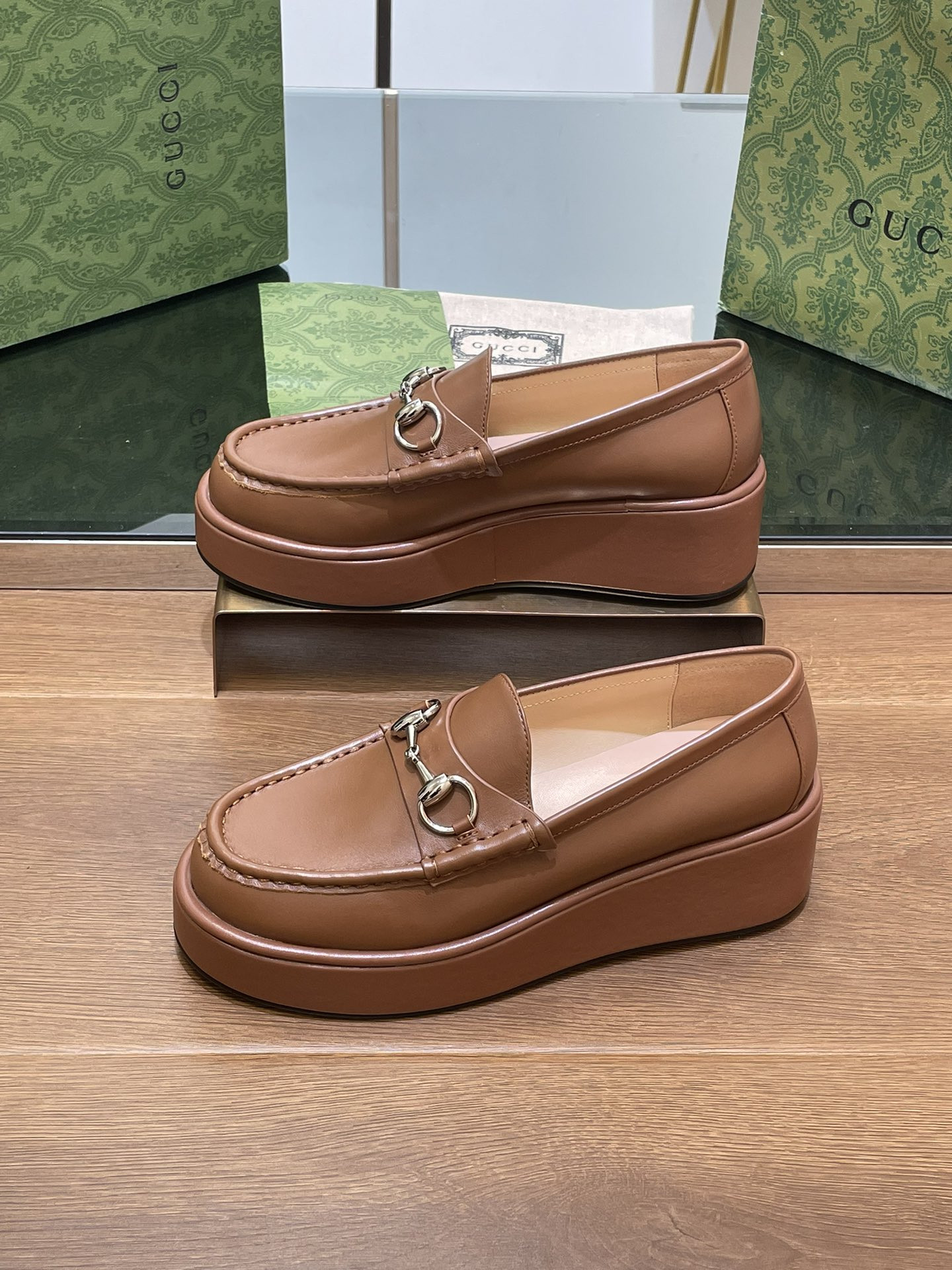 ua G*u*i horsebit wedge loafer