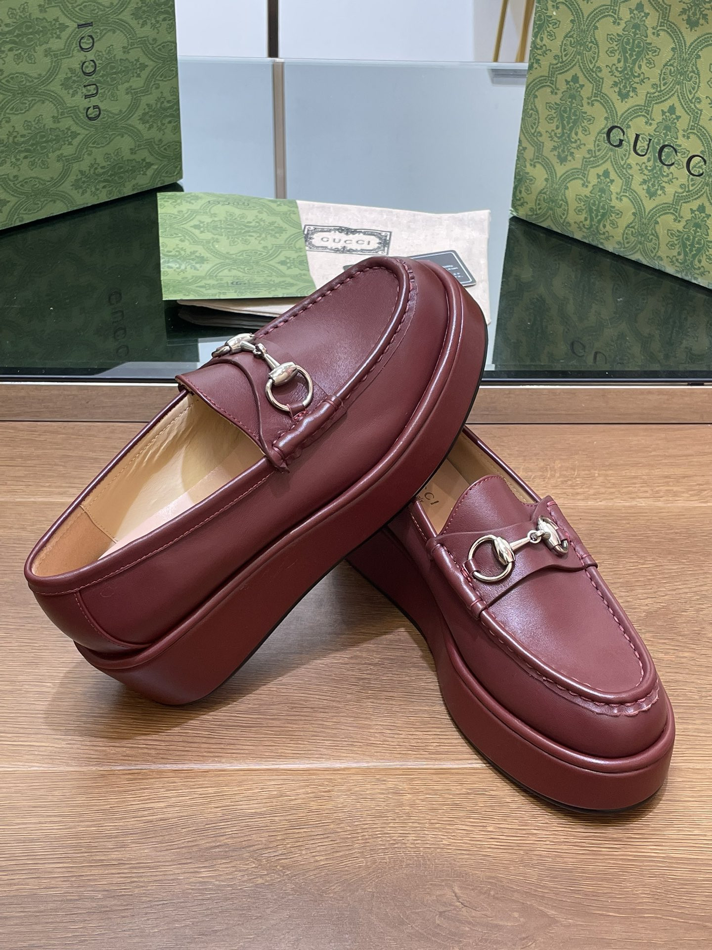 ua G*u*i horsebit wedge loafer