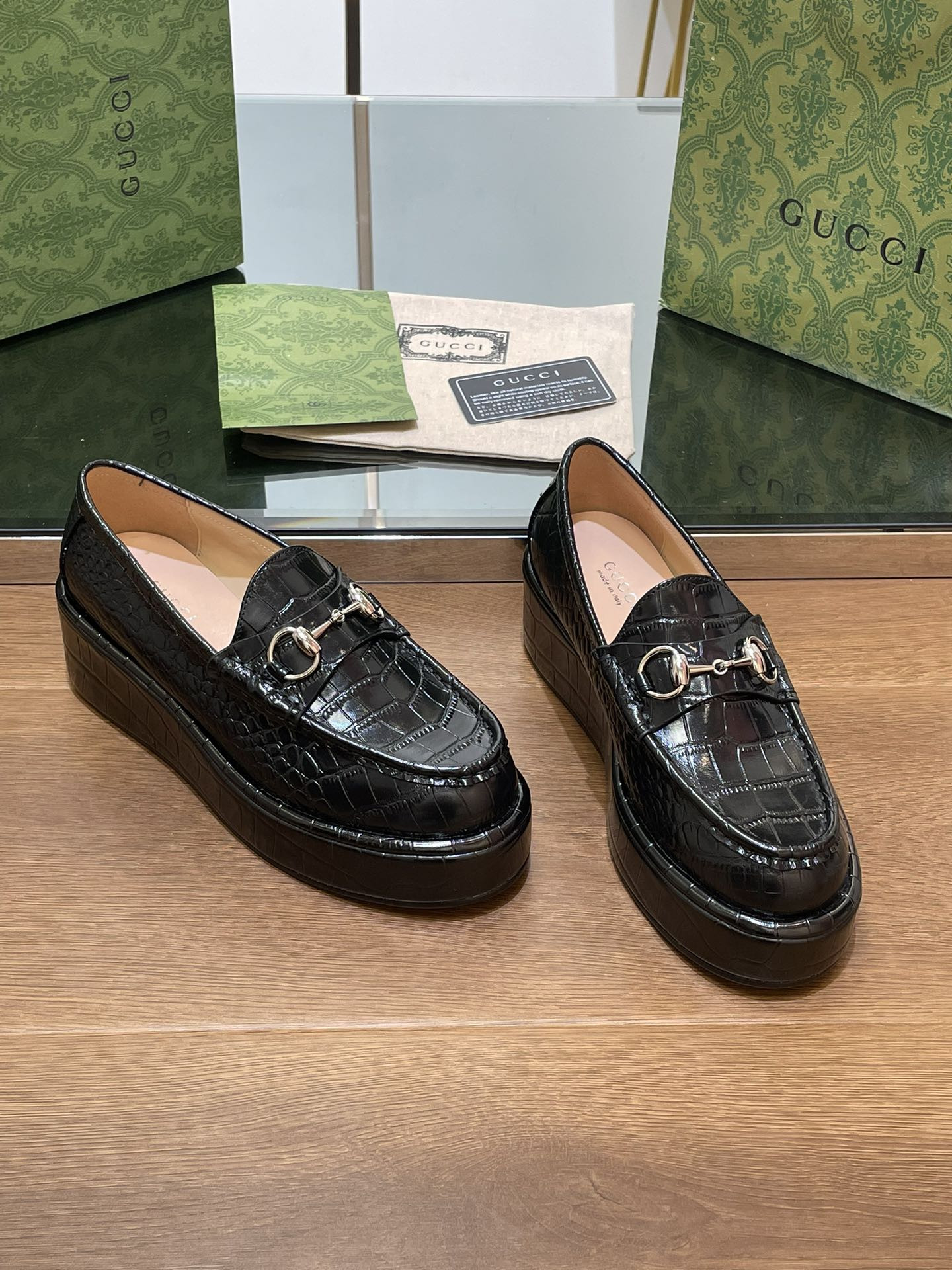 ua G*u*i horsebit wedge loafer