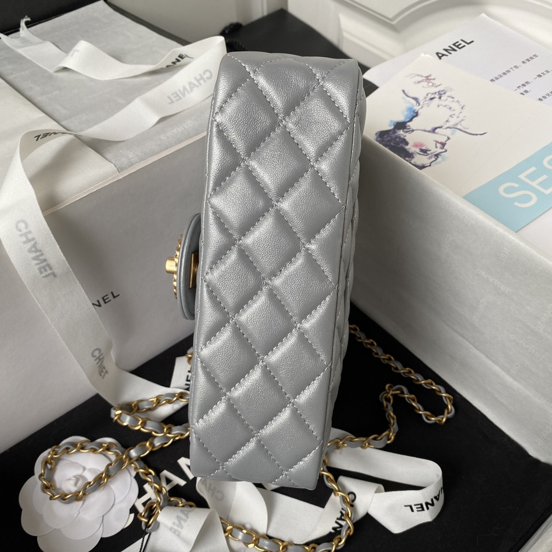 Ch*el mini classic handbag with top handle 12 × 20 × 6 cm