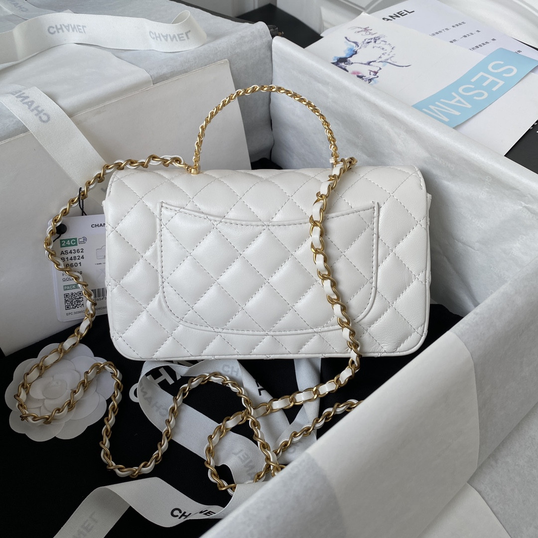 Ch*el mini classic handbag with top handle 12 × 20 × 6 cm