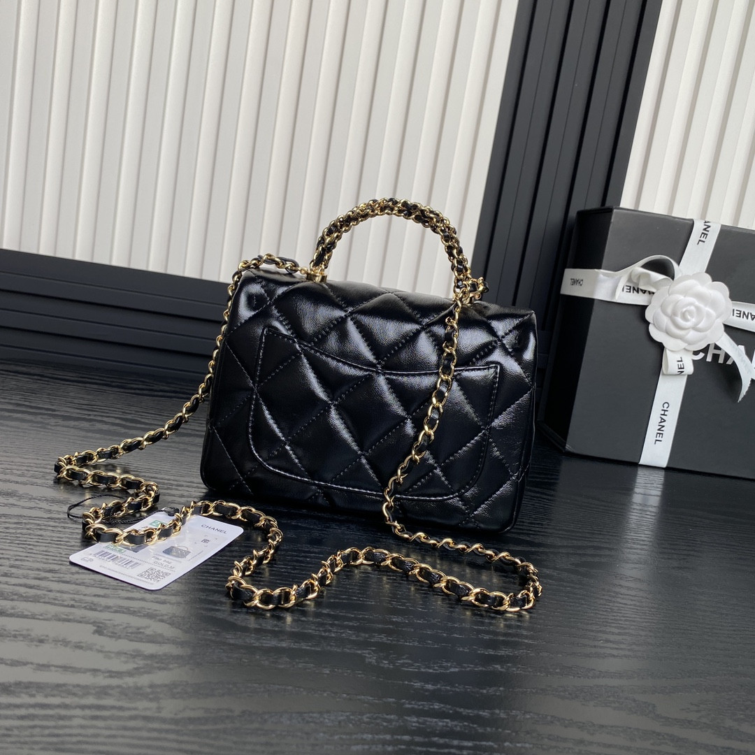 Ch*el mini flap bag with top handle 14×19×8.5cm