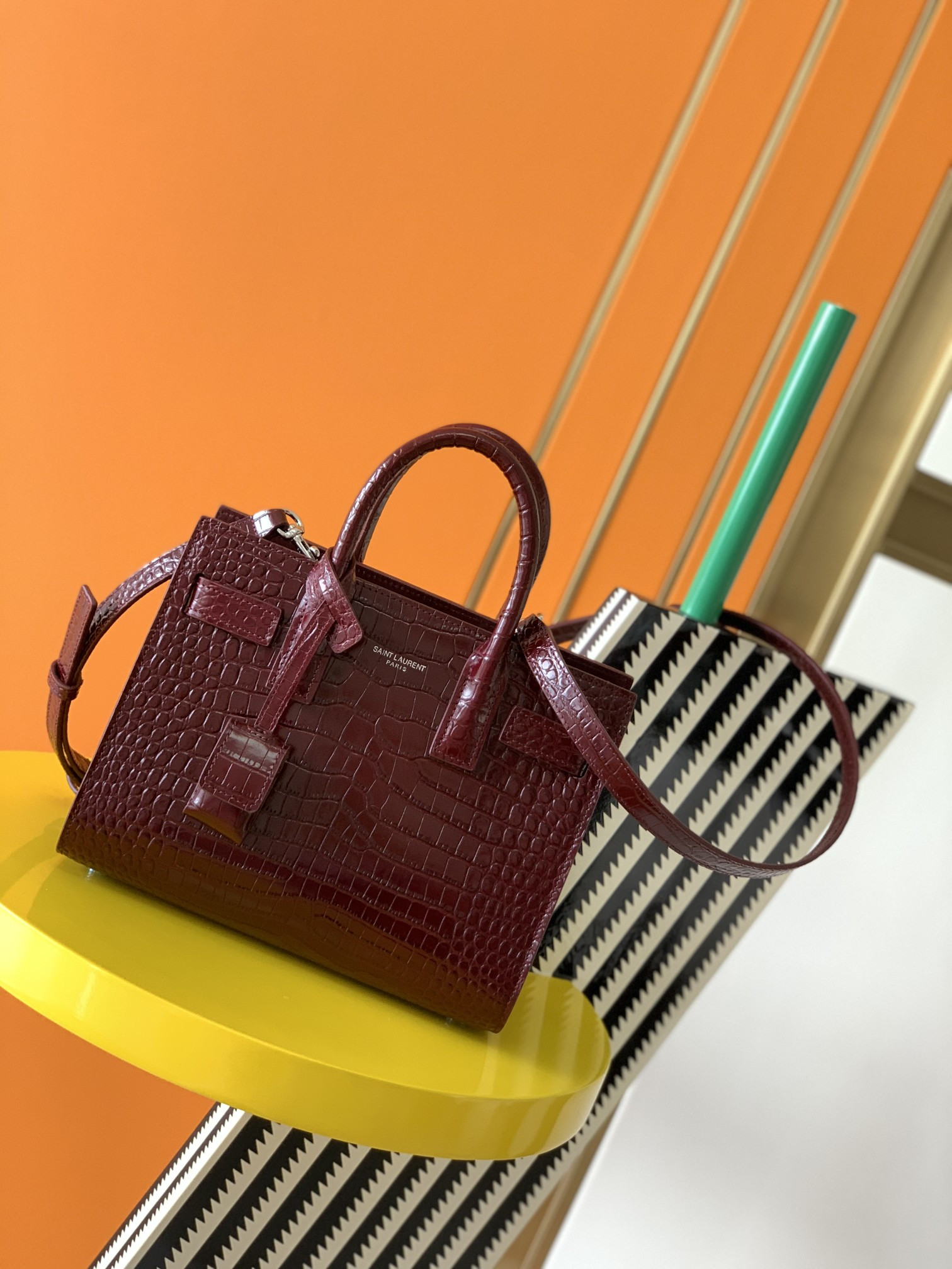 Y*L sac de jour in crocodile embossed leather - nano 22x18x10.5cm