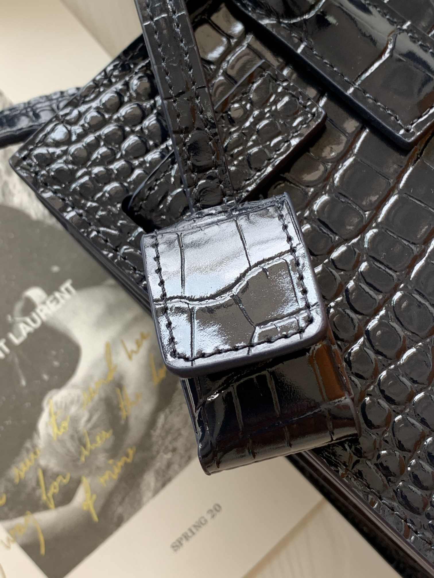 Y*L sac de jour in crocodile embossed leather - nano 22x18x10.5cm