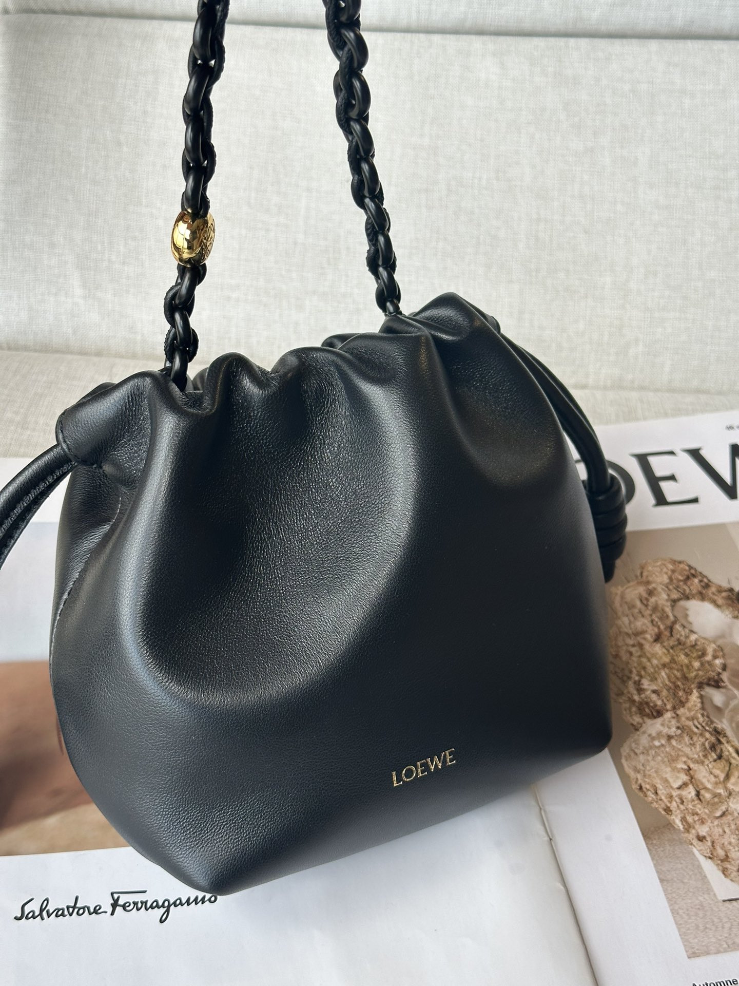 L0ew* mini flamenco purse bag in mellow nappa lambskin 23x17x5.5cm