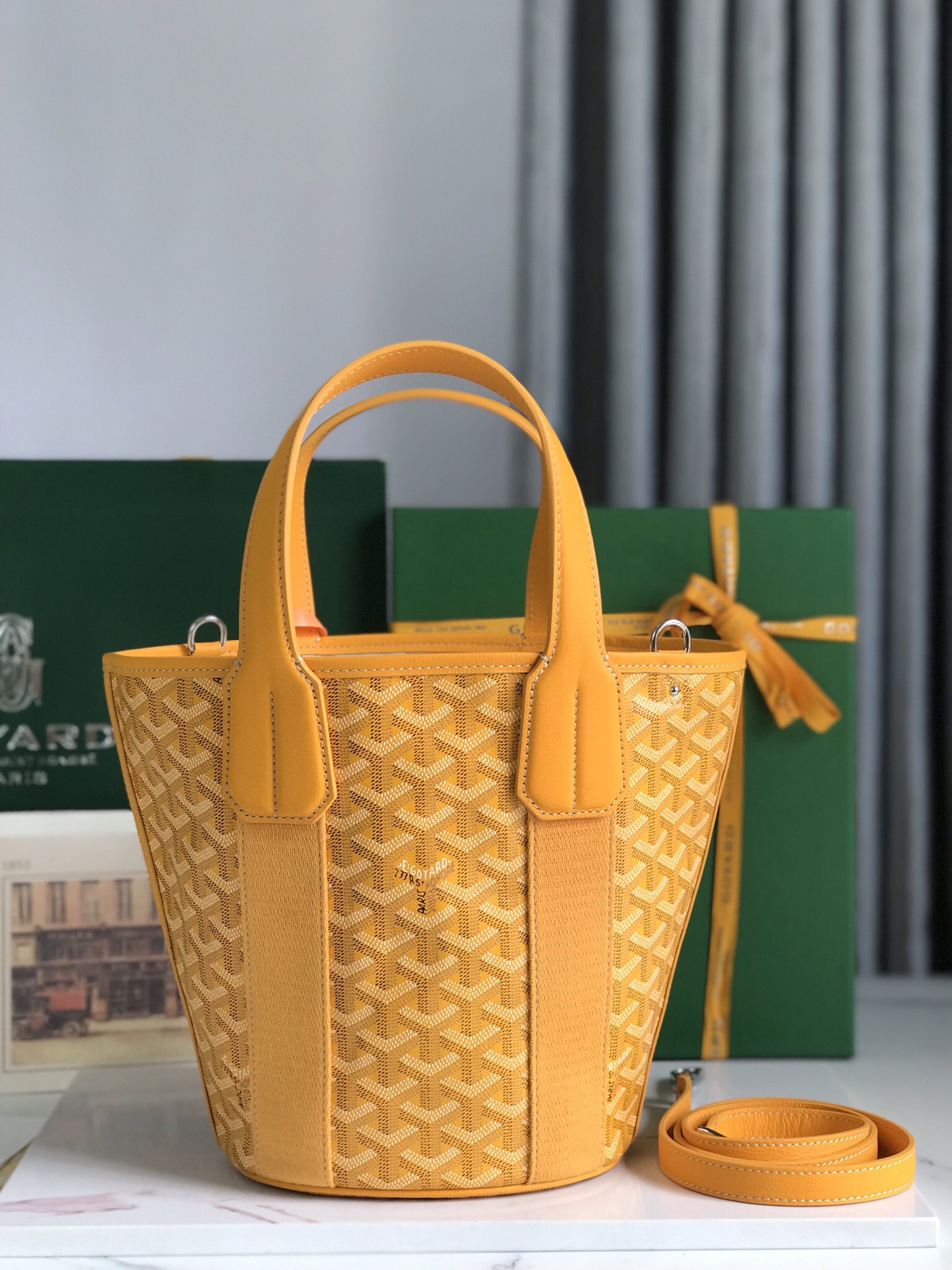 Go*ard Go*ardine belharra pm coral tote palladium hardware 18x14x23cm