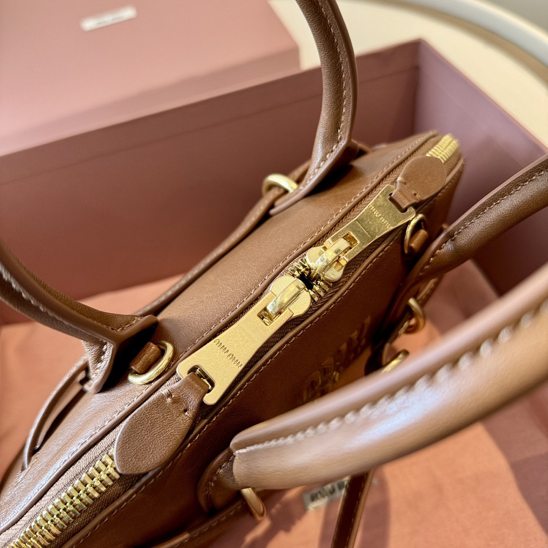 Miu Miu Aventure nappa leather top-handle bag 16.5x28x10cm