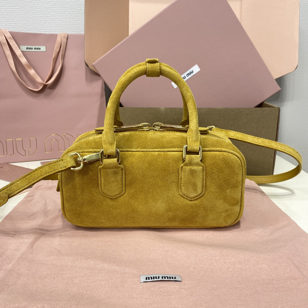 Miu Miu Arcadie padded suede top-handle bag 22X10.5X7.5cm