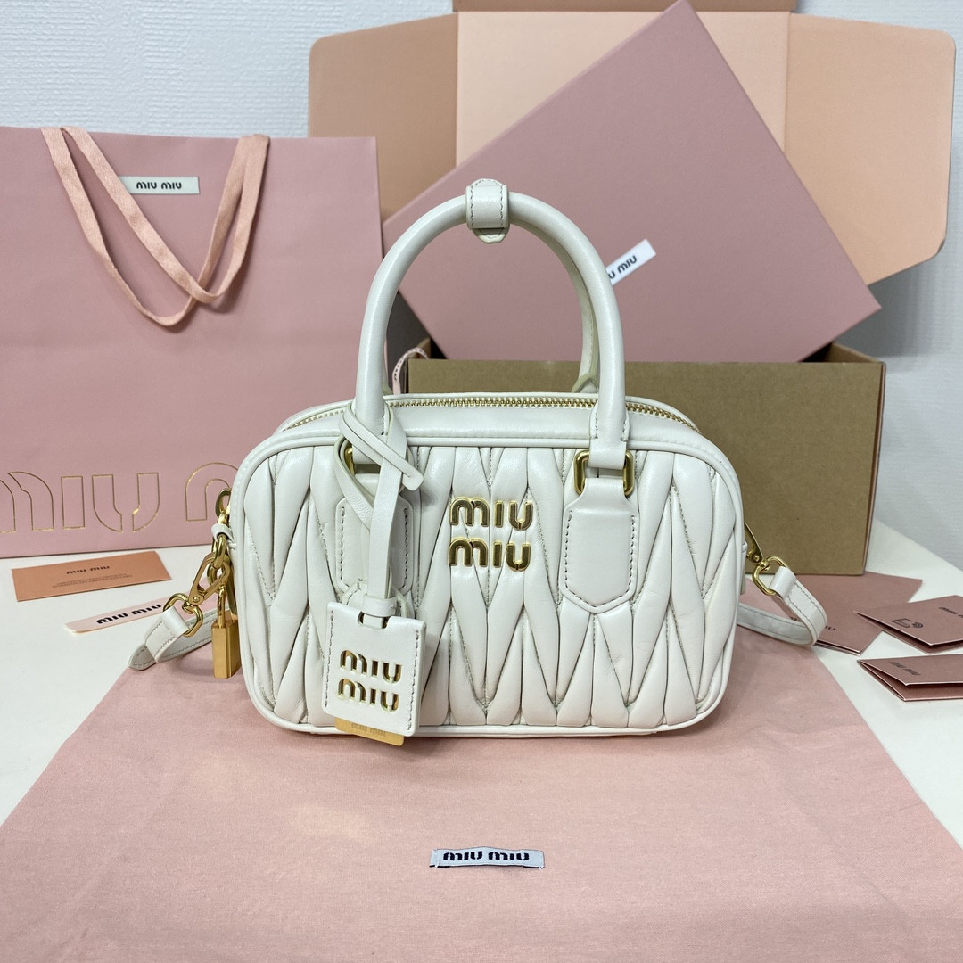 Miu Miu Arcadie matelassé nappa leather bag 13x19x6cm