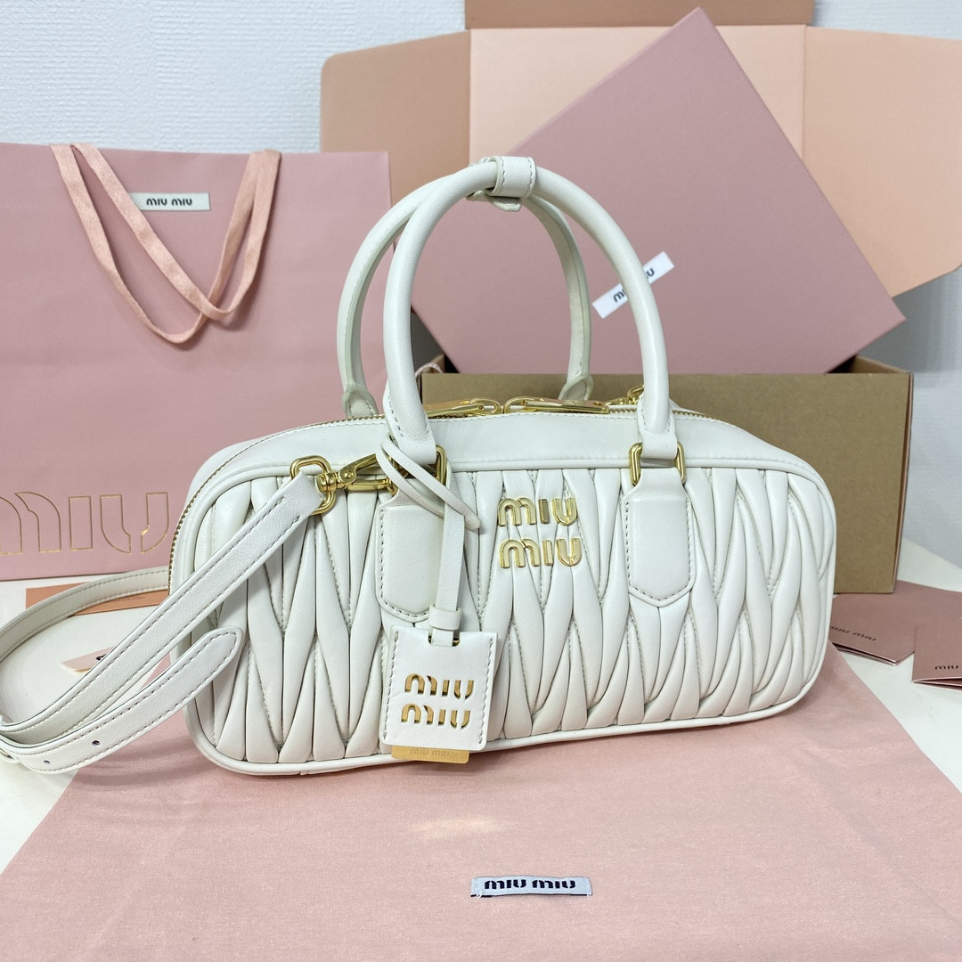 Miu Miu Arcadie matelassé nappa leather bag 12x27x9cm