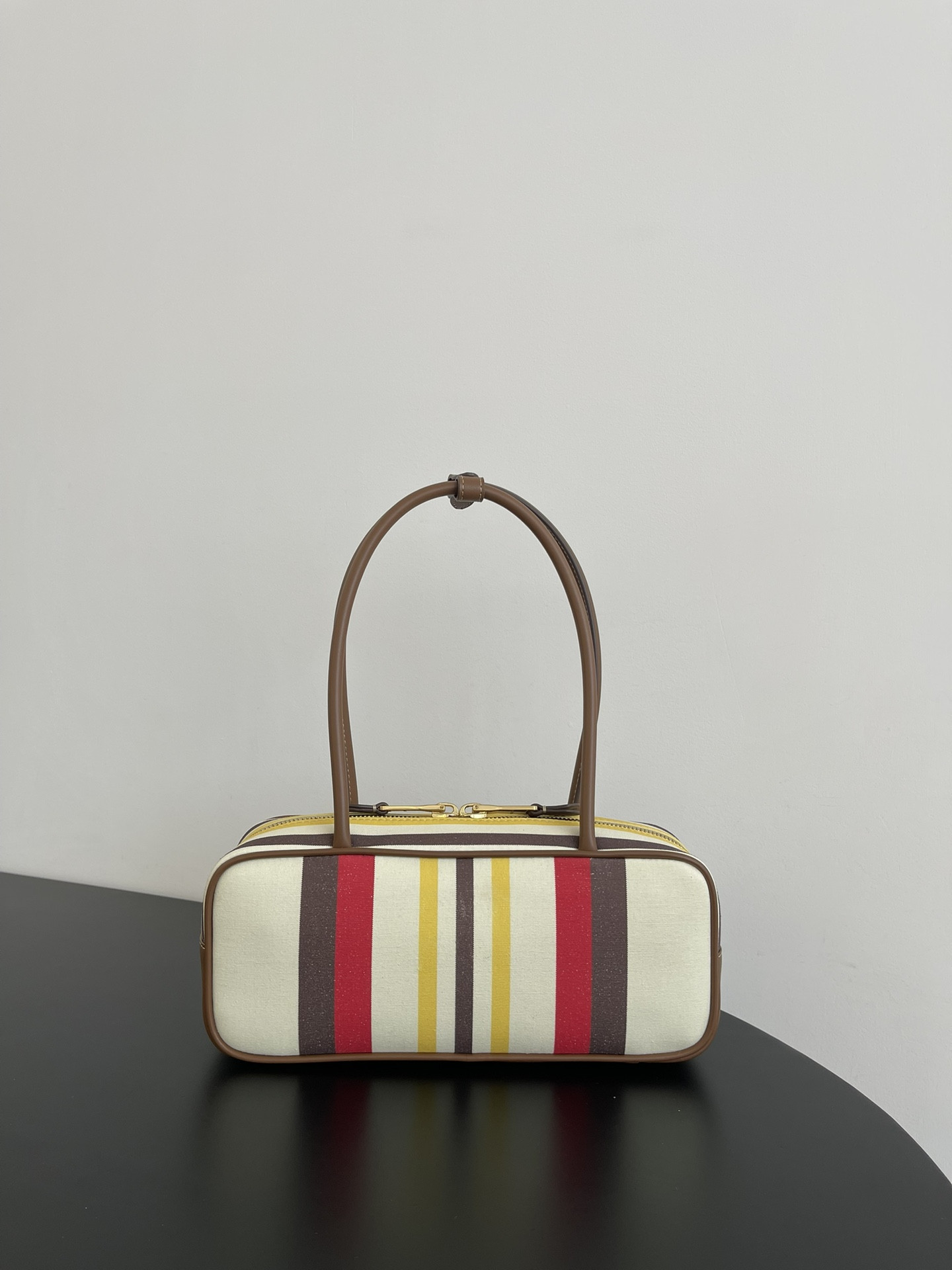 Miu Miu Beau canvas and leather bag 11.5x28x8cm