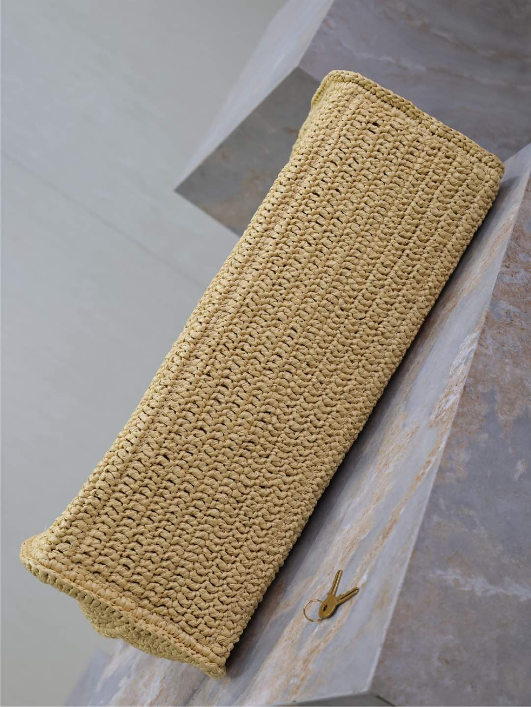 y*l sac de jour S*pple in raffia and leather - medium 41x28x13cm