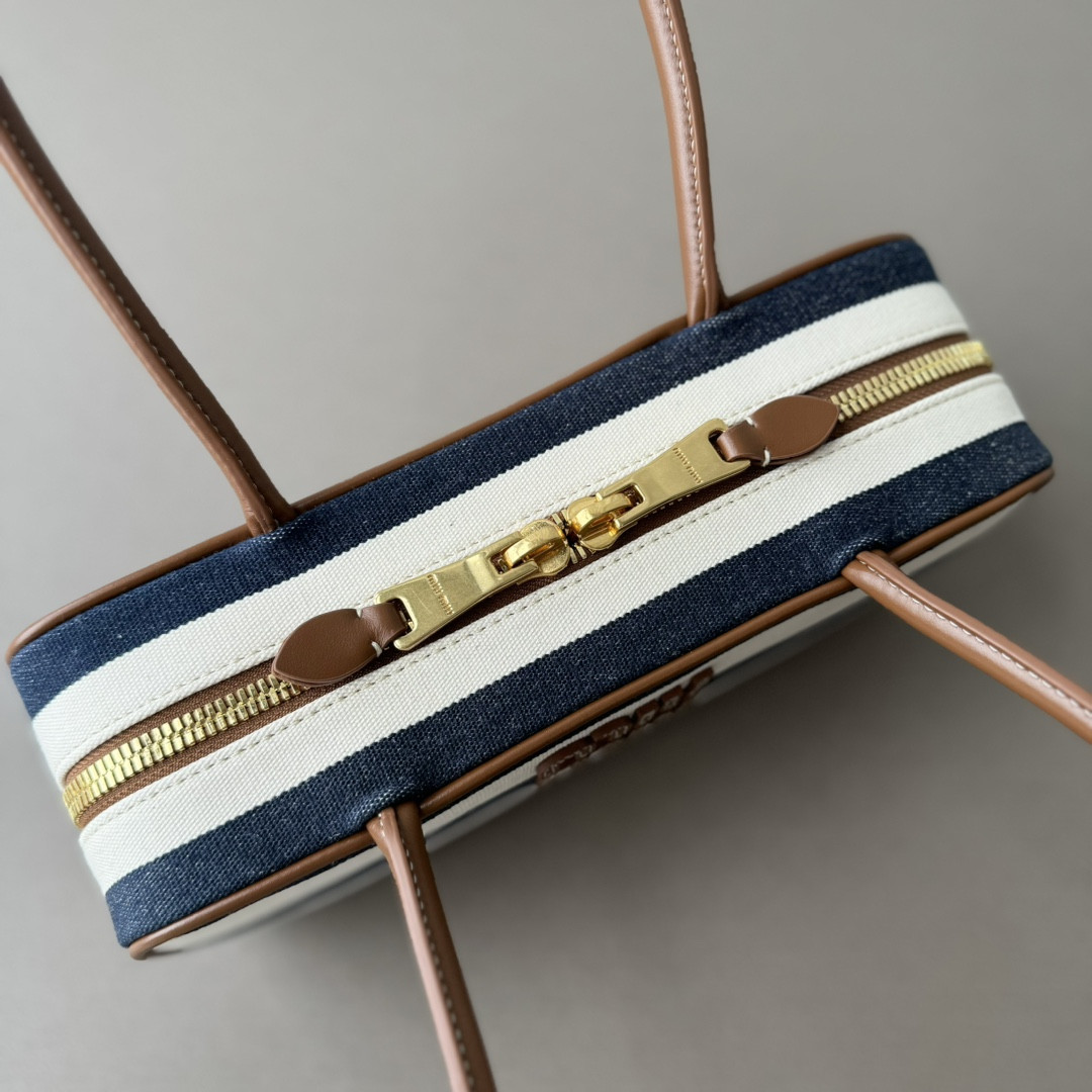 Miu Miu Beau canvas and leather bag 11.5x28x8cm