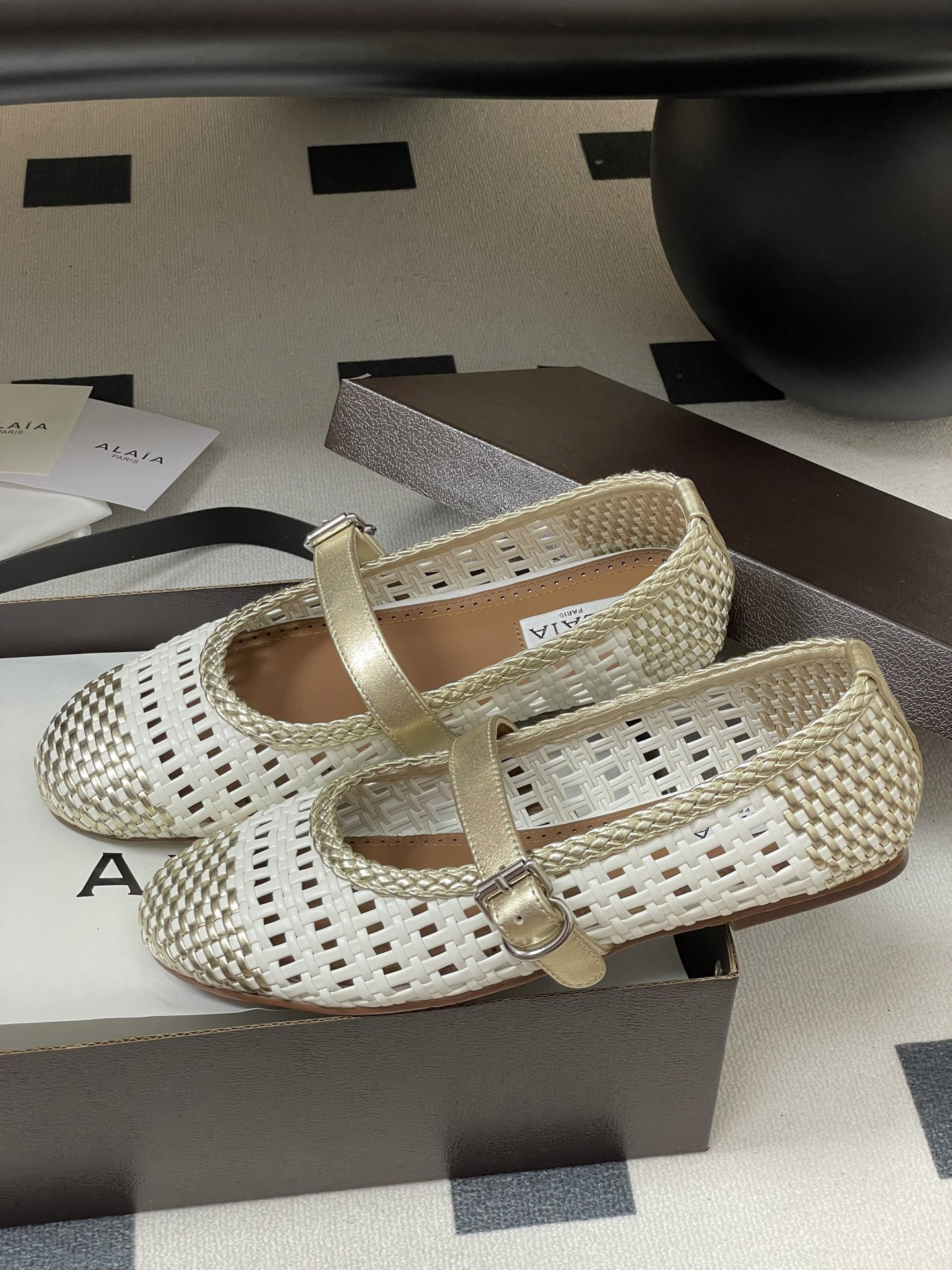 UA Alaïa Hollow Woven Mary Jane Flats(Customized Size 7-10 days production time)
