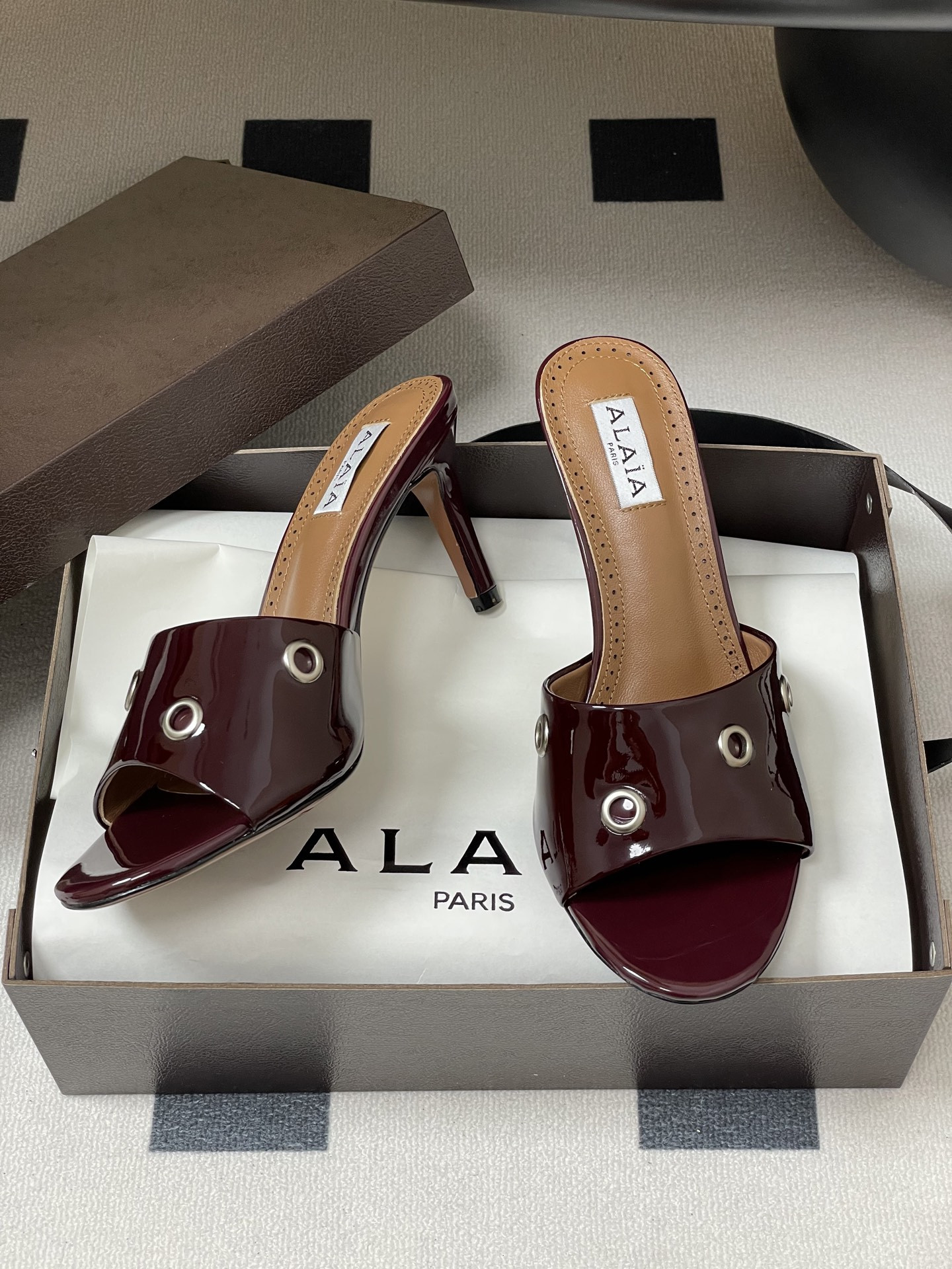 UA Alaia Ring Eyelets slippers 7cm Heel(Customized Size 7-10 days production time)