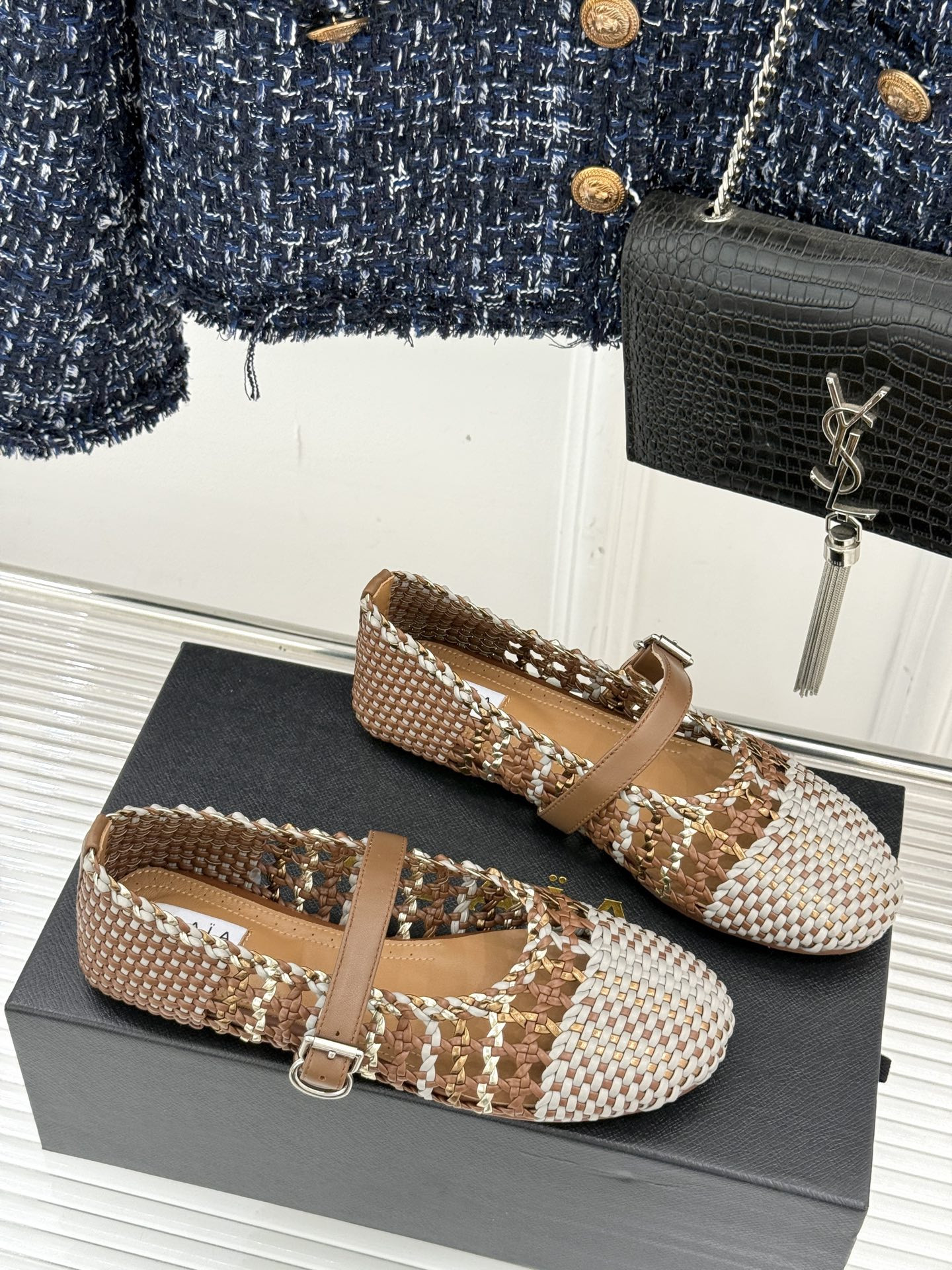 UA Alaïa Hollow Woven Mary Jane Flats(Customized Size 7-10 days production time)