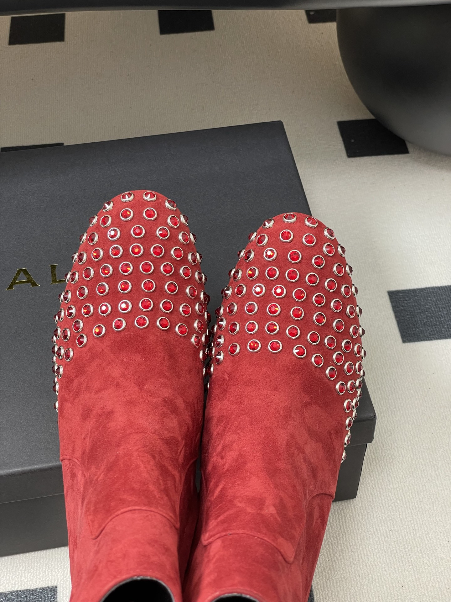 ua alaia crystal Di*m*nd boots 5.5cm heel(customized size 7-10 days production time)