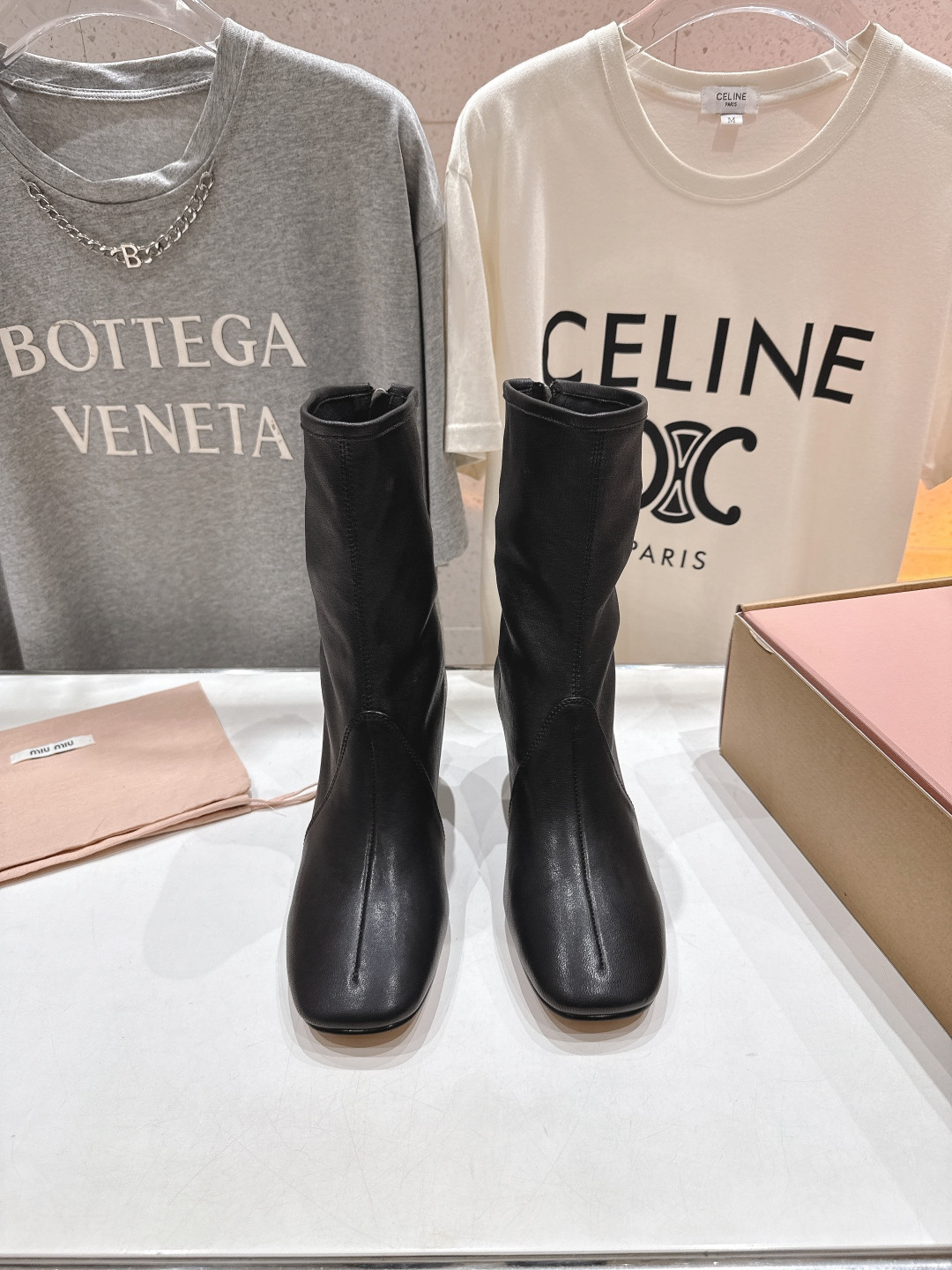 UA Miu Miu Nappa Leather Booties 7cm Heel
