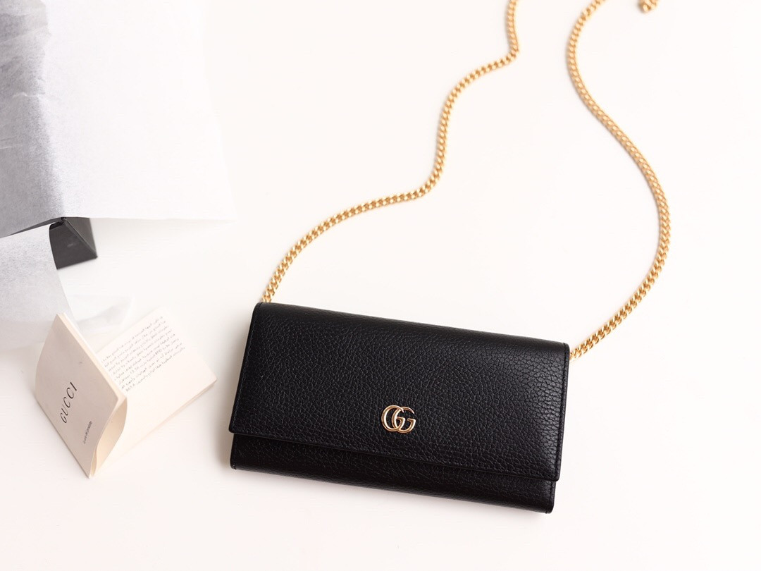 G*u*i gg marmont leather chain wallet