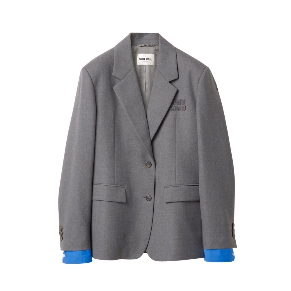 Miu Miu Single Breasted Gabardine Jacket Gray Mh1974 16E8 F0308 S Ooo